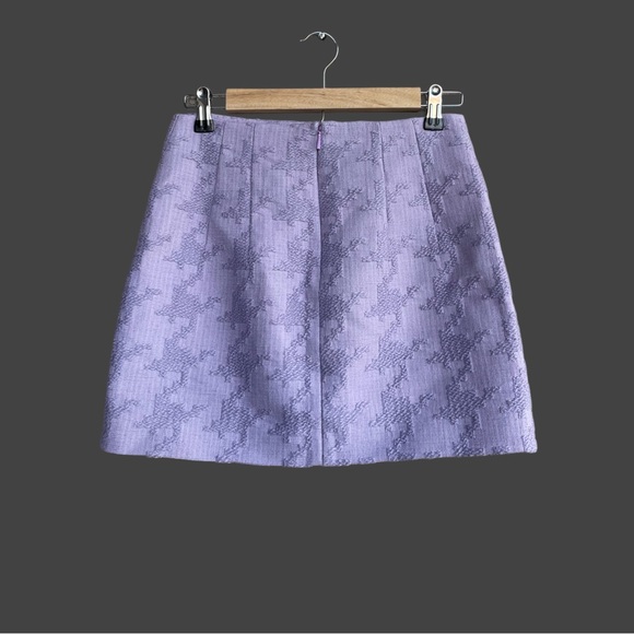 MANGO BLOGGER FAVE Lavender Lilac Purple Houndstooth Textured Mini Skirt Sz S - Picture 5 of 13